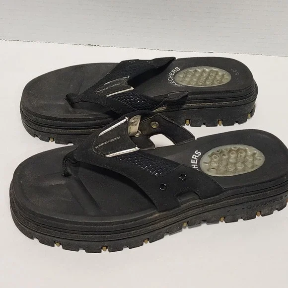 Skechers G-Tech Chunky Black Jammers‎ mens size 8 90s to Y2K